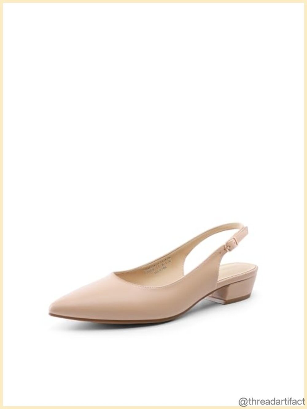 Women's Slingback Low Block Heel Pointed Toe Pumps Faux Leather